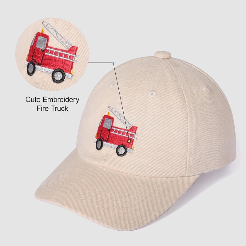 ACTLATI Embroidered Fire Truck Baseball Caps for Toddler Boys Girls Funny Cotton Hat Adjustable Dad Summer Sun Hat 3-8 Years - Image 3